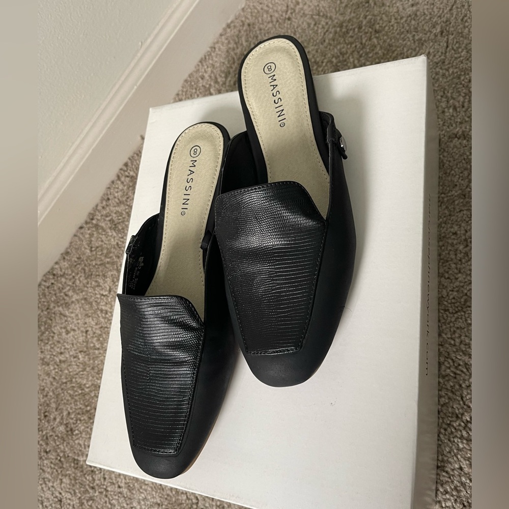 Massimo Black Women's Slip-On Shoes Massini Remi Black Slip on Flats Size 8 - Picture 1 of 10